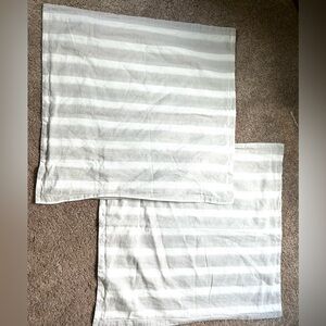 Pottery Barn Linen Blend Neutral Stripe Euro Shams. Size 26”x26”.